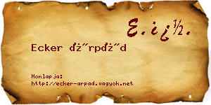Ecker Árpád névjegykártya